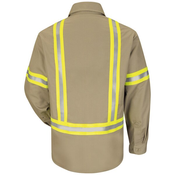 Bulwark ComforTouch Enhanced-Vis Uniform Shirt in Khaki